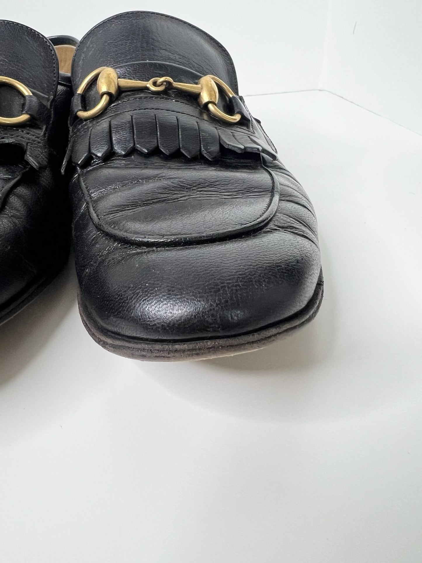 Gucci Horsebit Accent Black Dress Loafers, Size 7