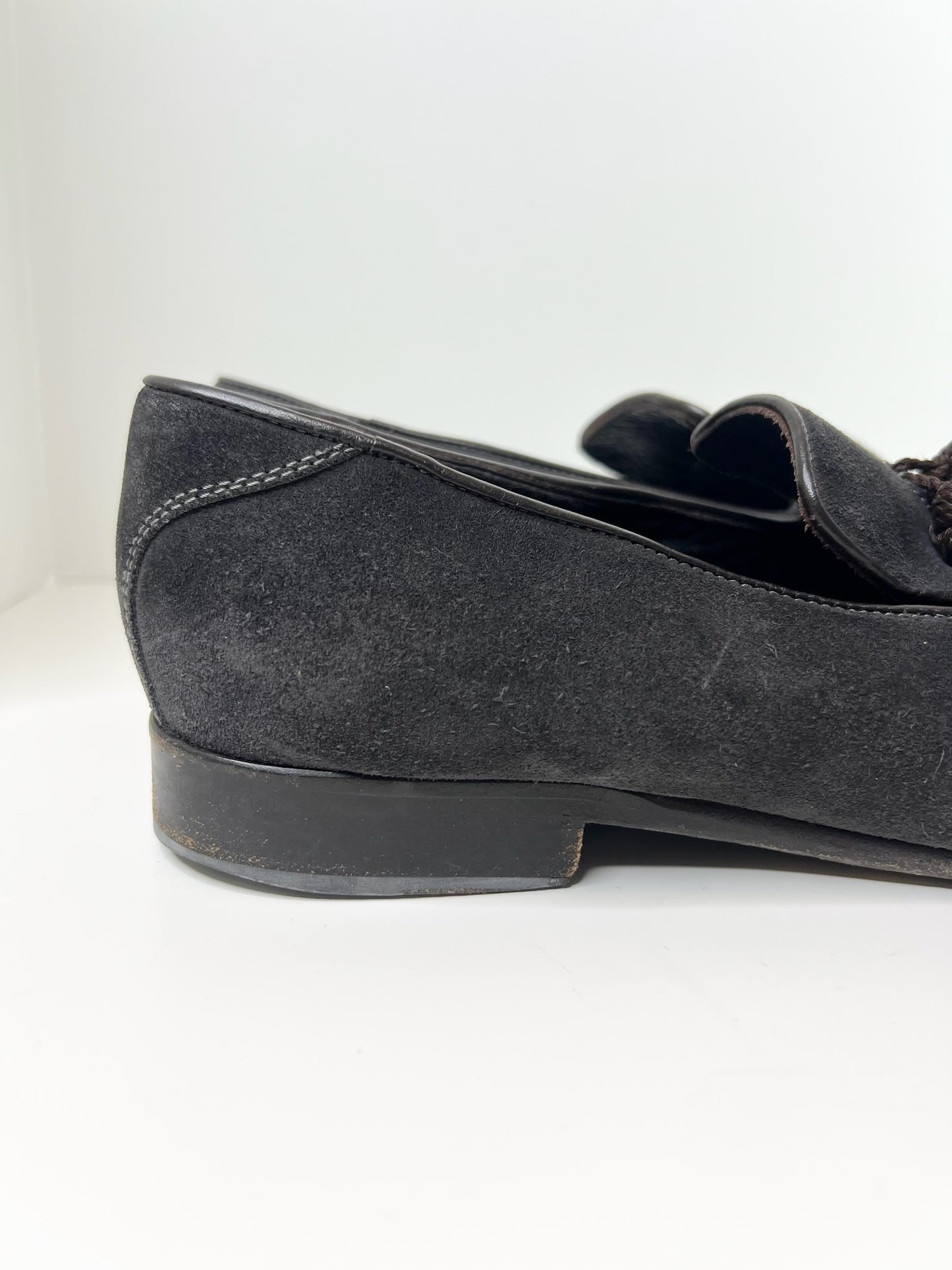 Jimmy Choo Brown Suede and Leather Foxley Tassel Loafers, Size 46