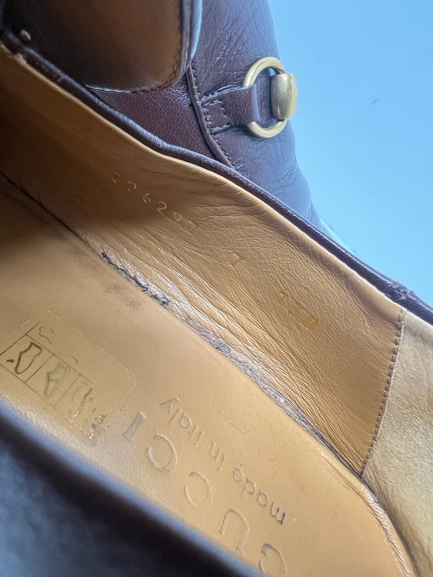 Gucci Brown Goatskin Men's Horsebit Loafers, Size 7