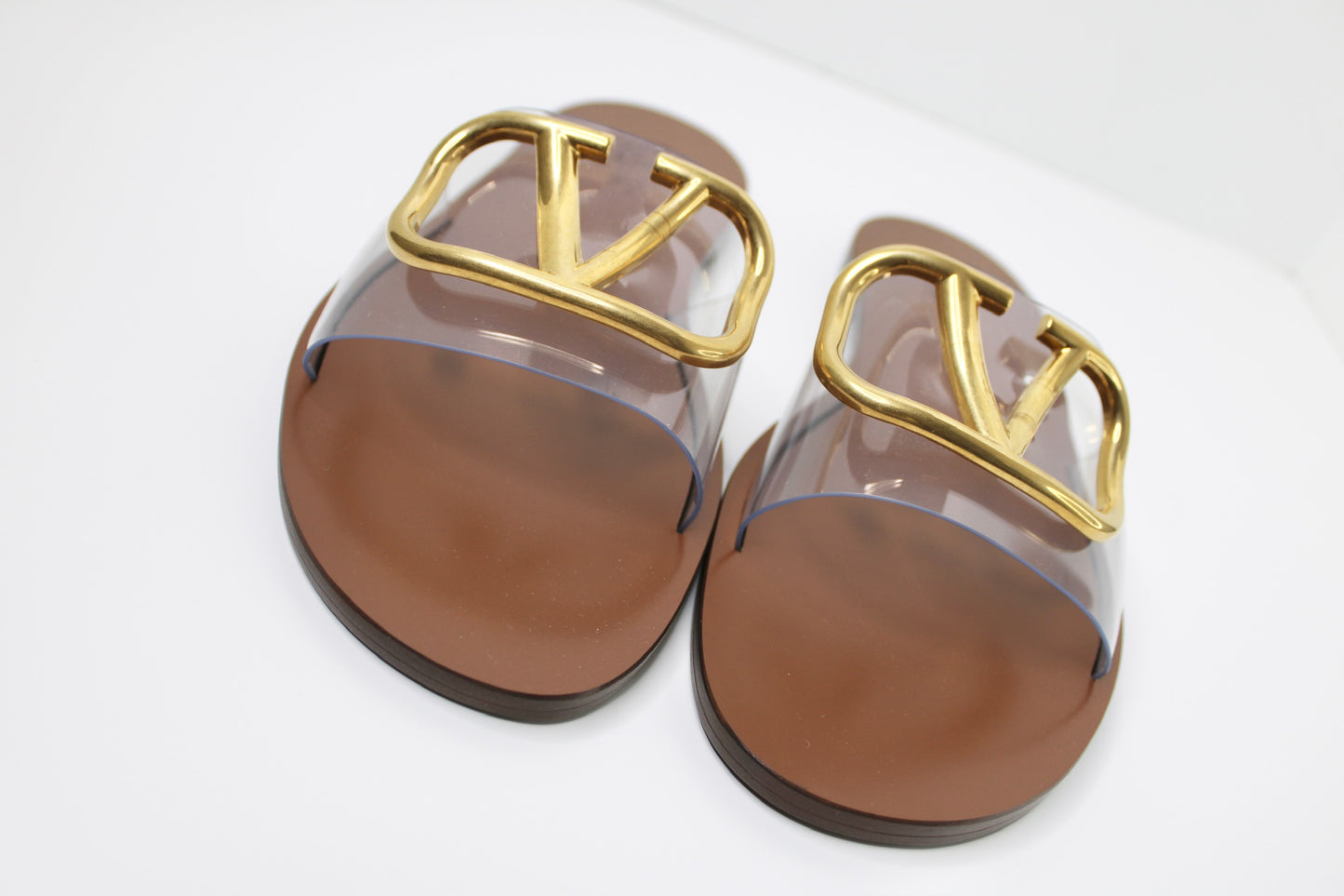 Valentino Garavani Vlogo Signature Transparent Slide, Size 38