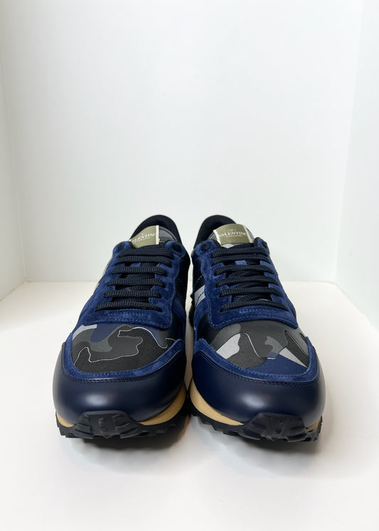 NWT! Valentino Garavani Men's Rockrunner Camouflage Laminated Sneaker, Size 46