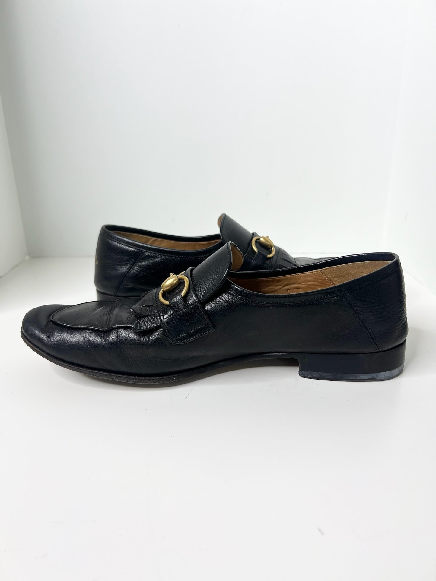 Gucci Horsebit Accent Black Dress Loafers, Size 7