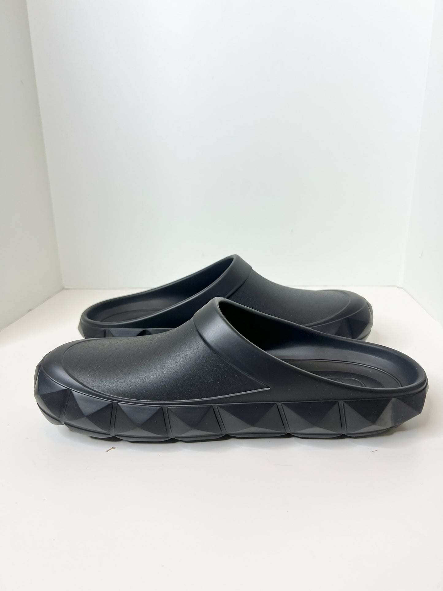NWT! Valentino Men's Black Roman Stud Turtle Rubber Clog, Size 43