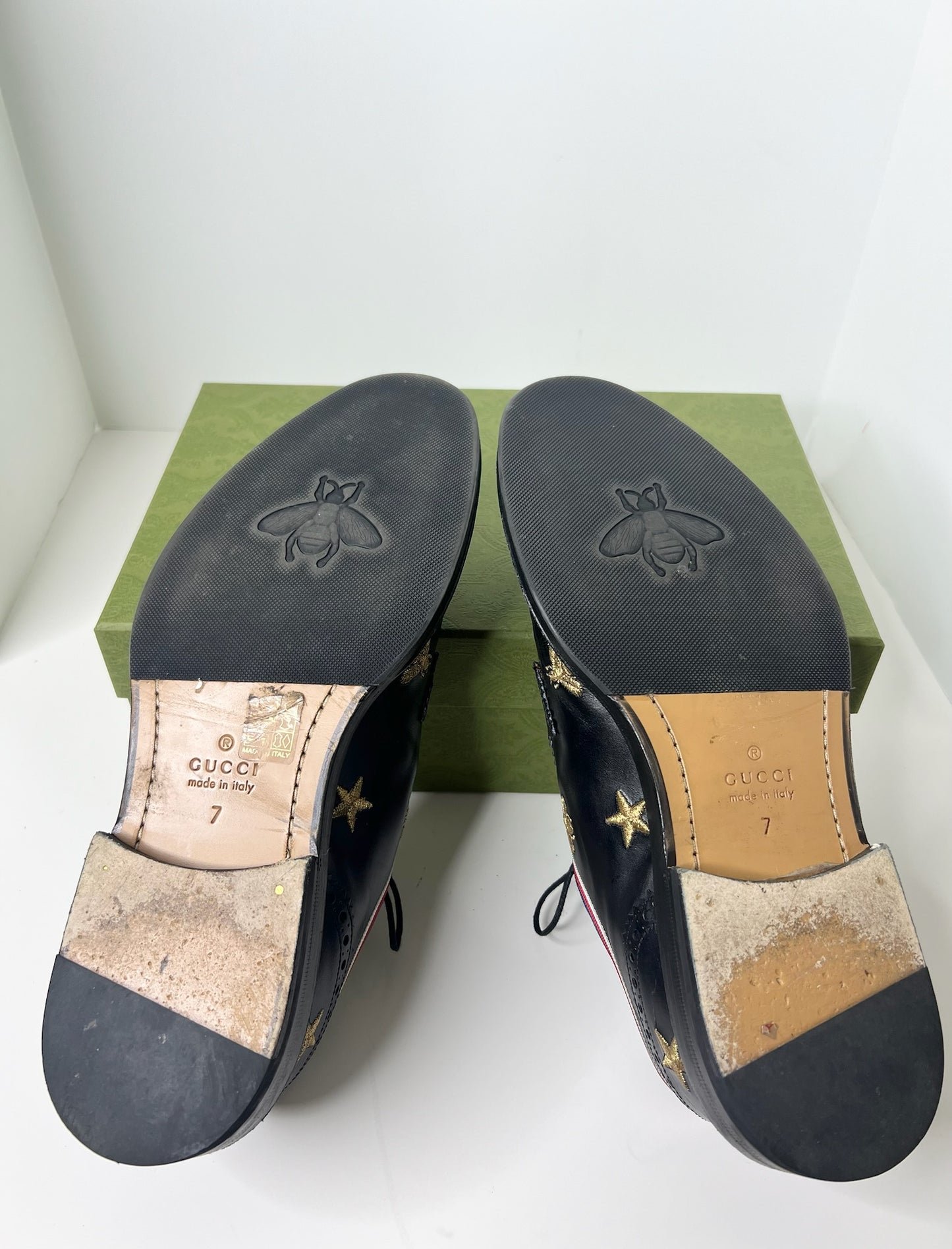 Gucci Sylvie Web Accent Men's Leather Derby Shoes, Size 7