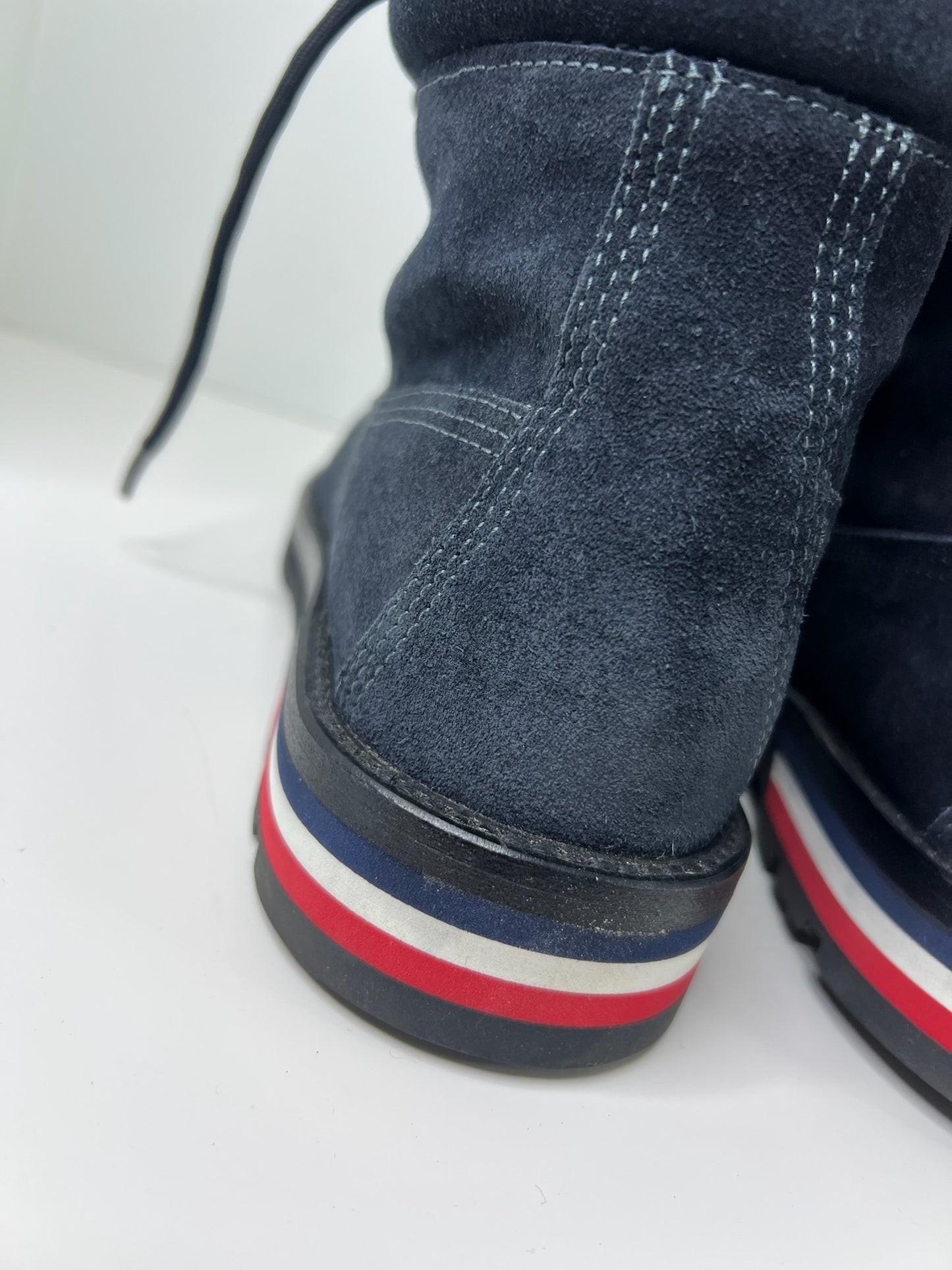 Moncler Navy Suede Combat Boots, Size 45