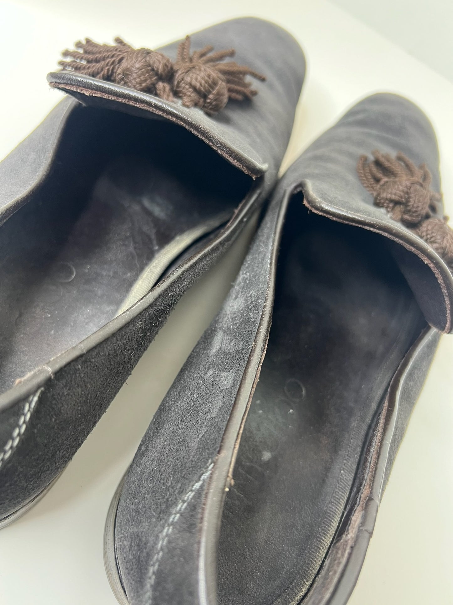Jimmy Choo Brown Suede and Leather Foxley Tassel Loafers, Size 46