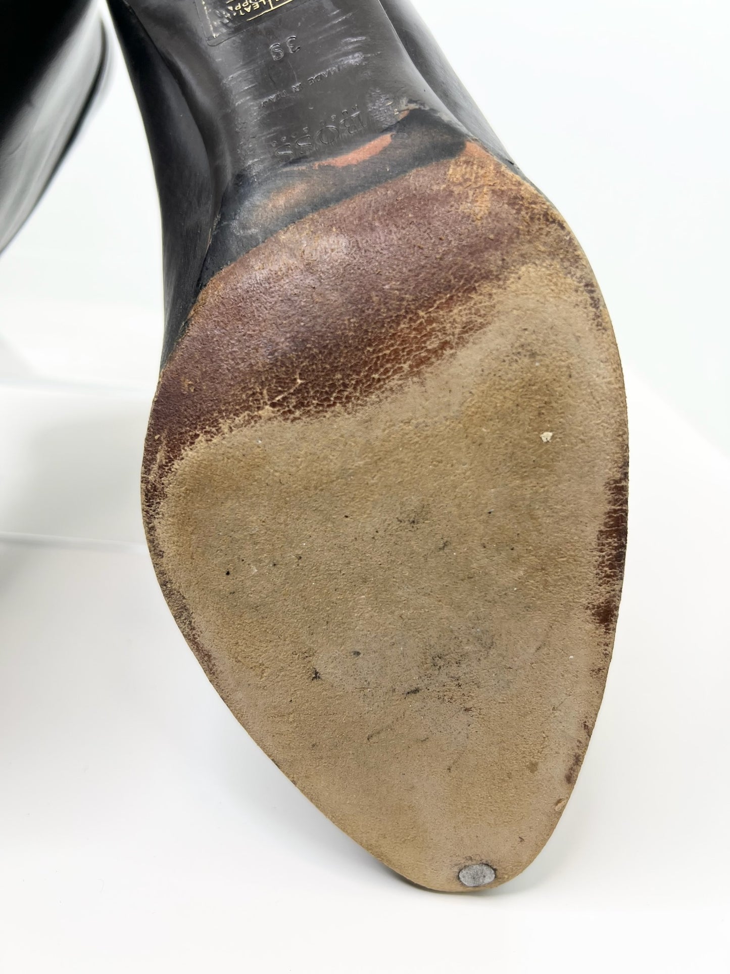 Hugo Boss Women's Brown Leather Boots, Size 39