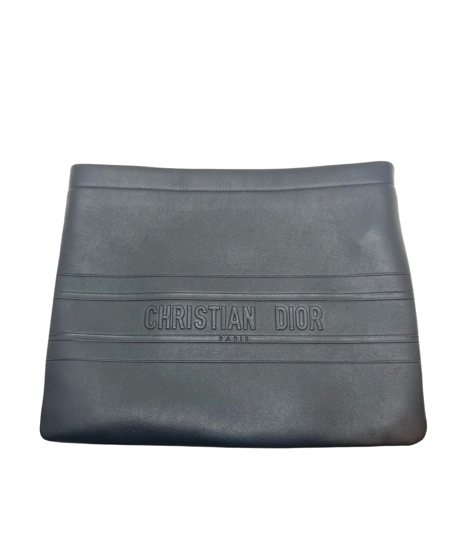 Christian Dior Logo Zip Leather Pouch, Black