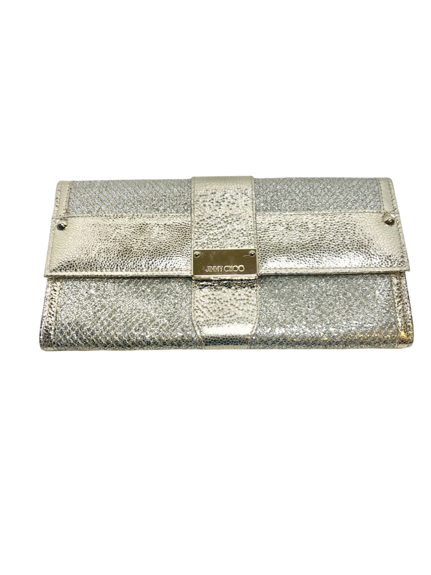 Jimmy Choo Dubai Glitter Clutch Bag Gold