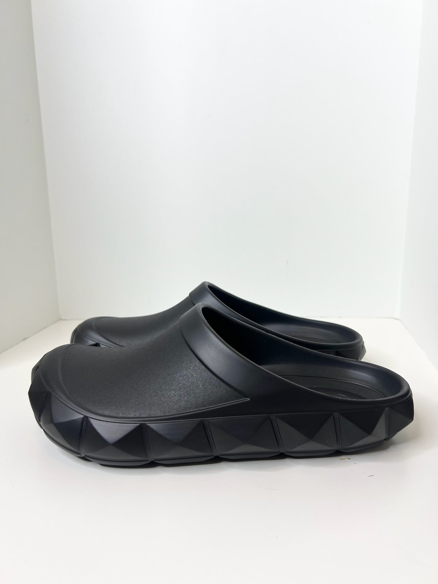 NWT! Valentino Men's Black Roman Stud Turtle Rubber Clog, Size 43