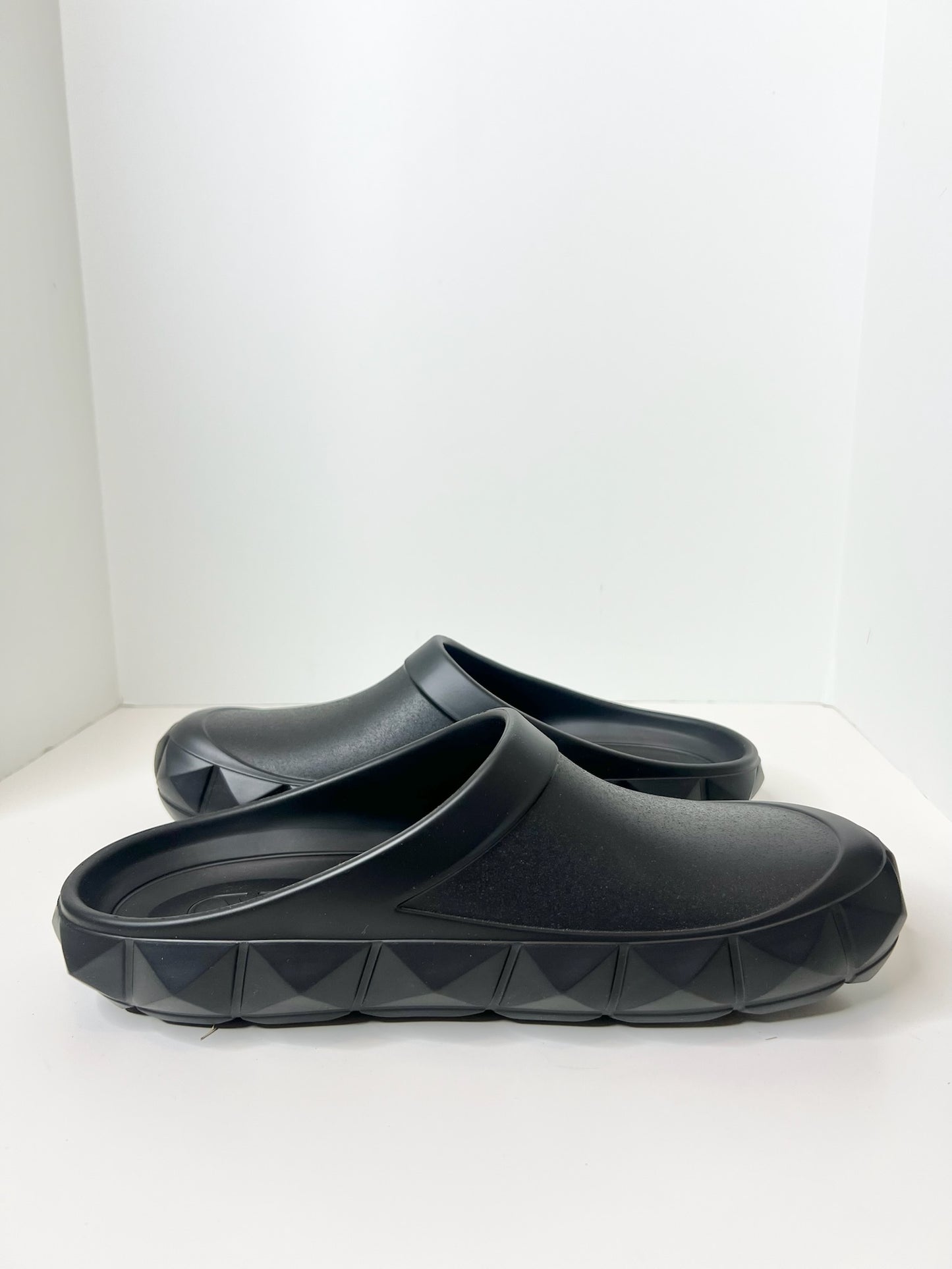 NWT! Valentino Men's Black Roman Stud Turtle Rubber Clog, Size 43