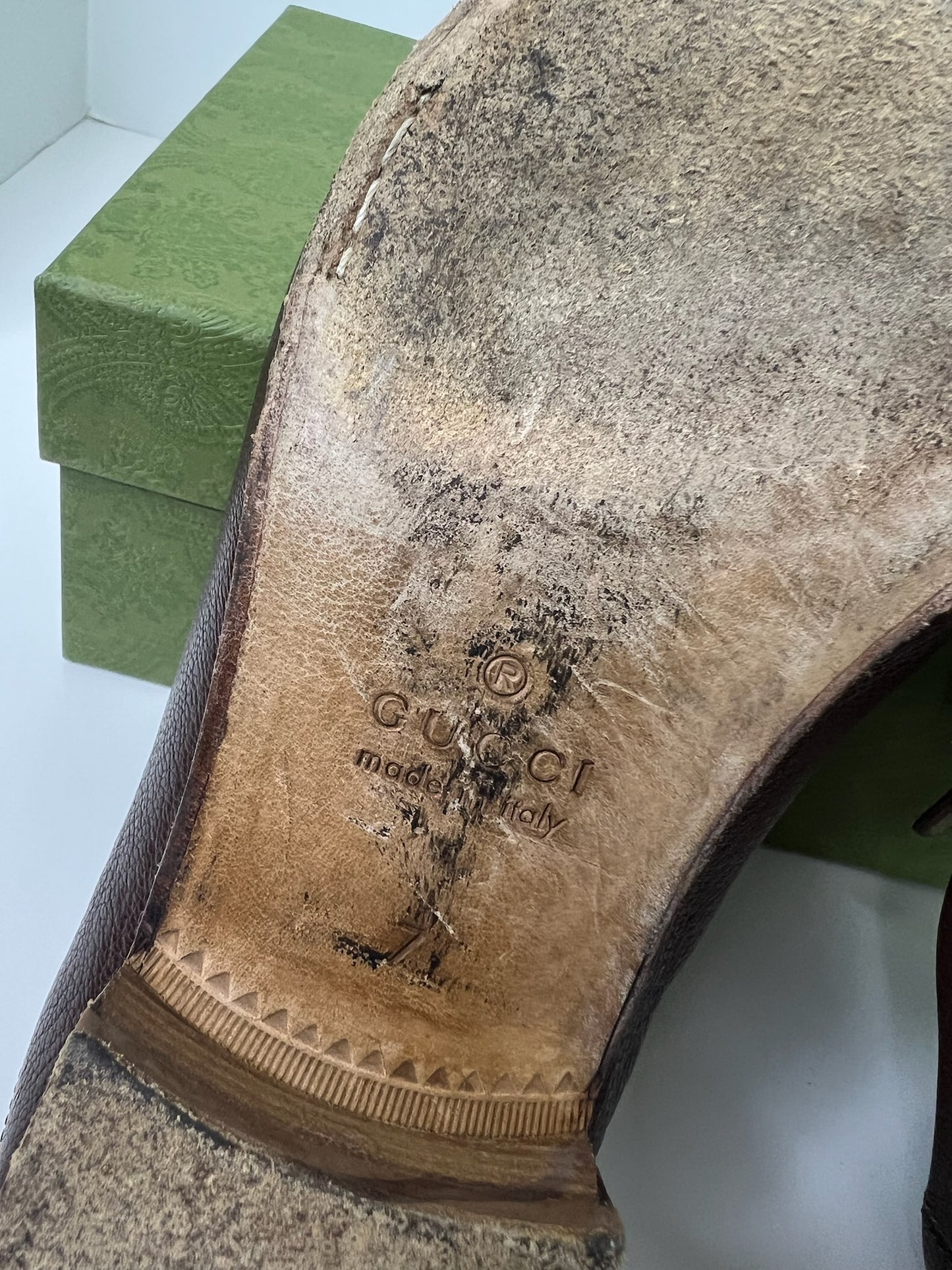 Gucci Havely Brown Leather Loafers, Size 7