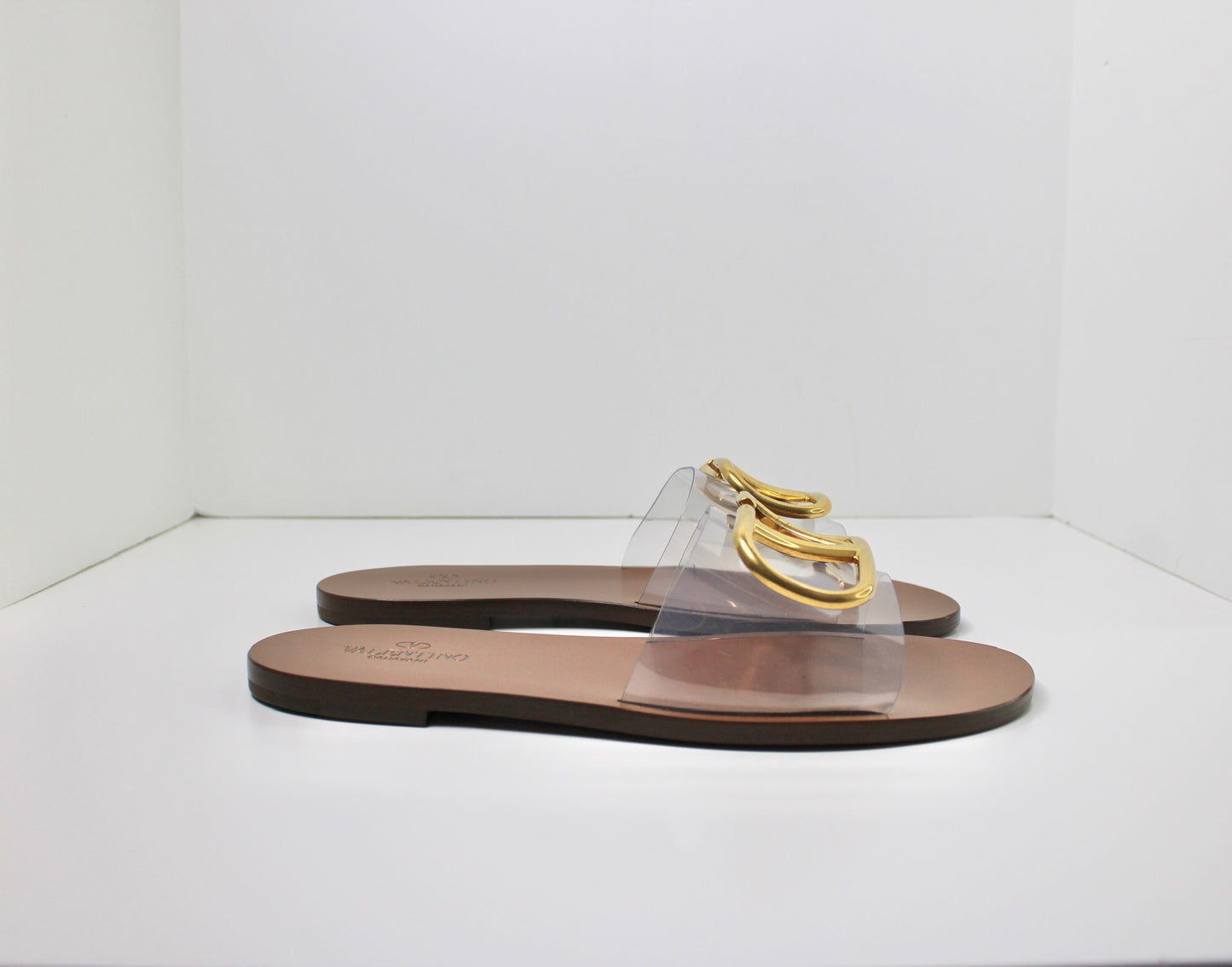 Valentino Garavani Vlogo Signature Transparent Slide, Size 38