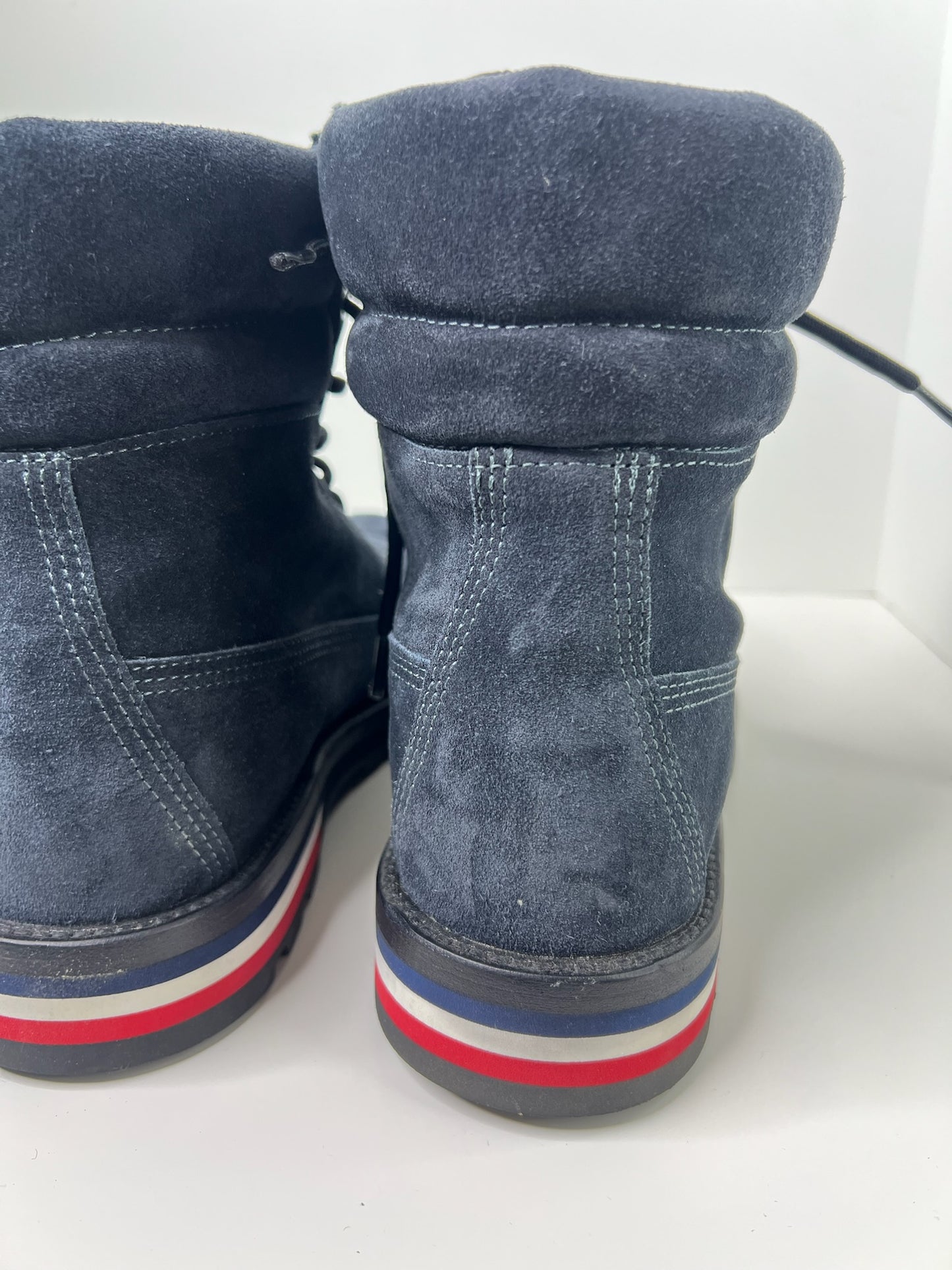 Moncler Navy Suede Combat Boots, Size 45