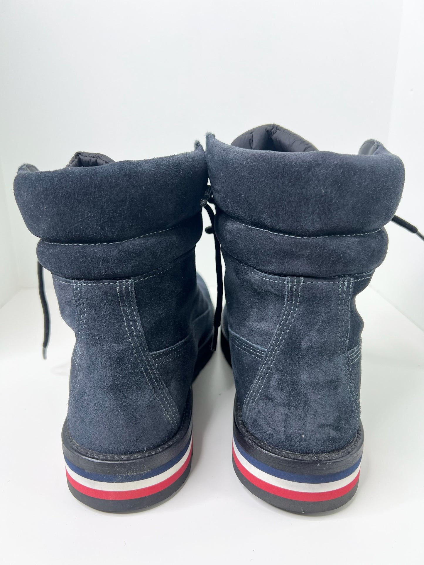 Moncler Navy Suede Combat Boots, Size 45