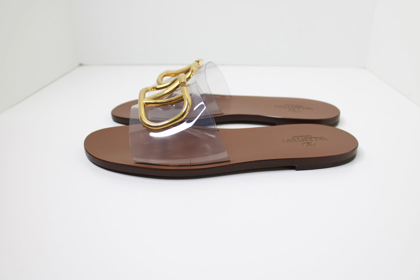 Valentino Garavani Vlogo Signature Transparent Slide, Size 38