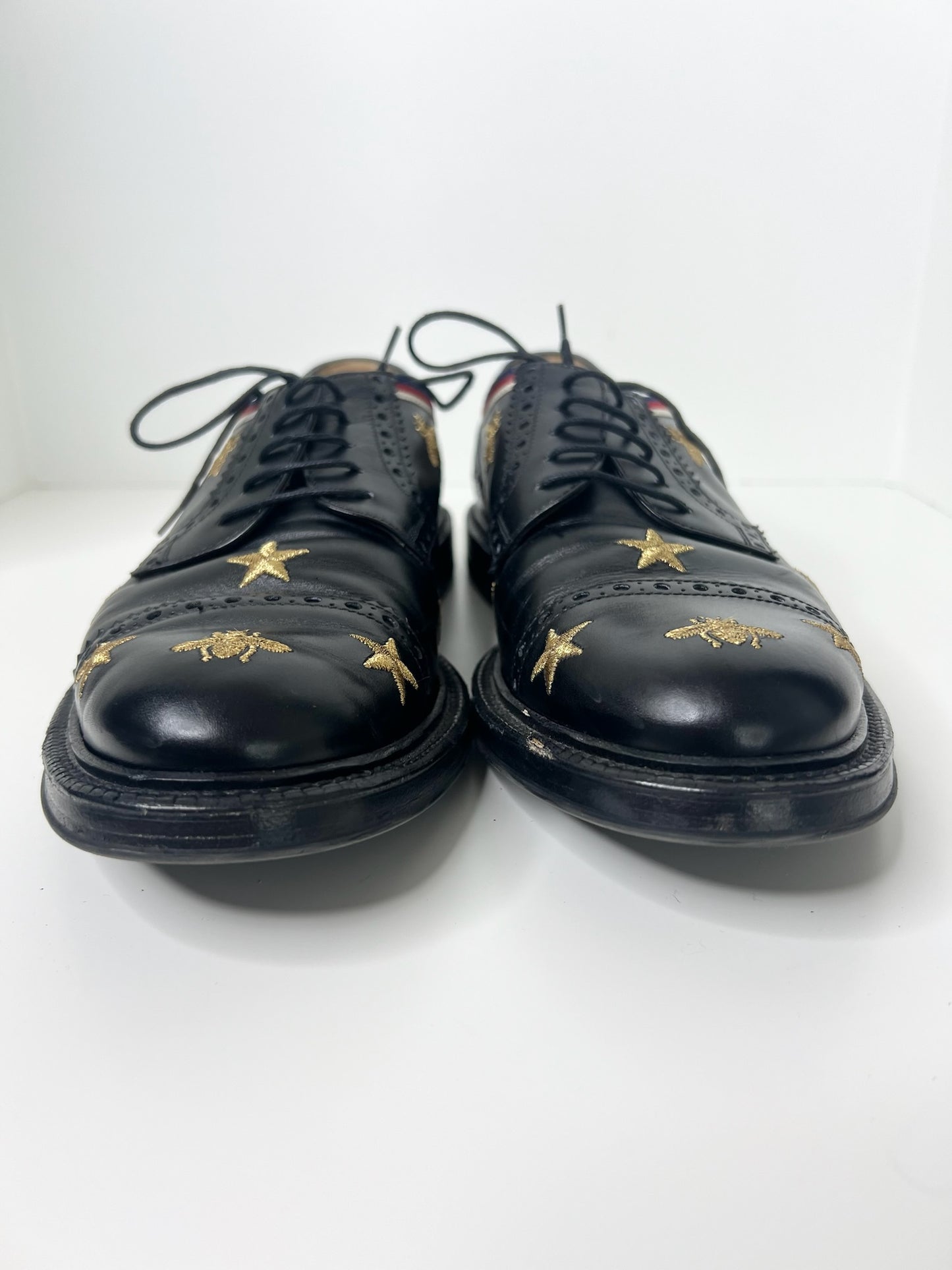 Gucci Sylvie Web Accent Men's Leather Derby Shoes, Size 7