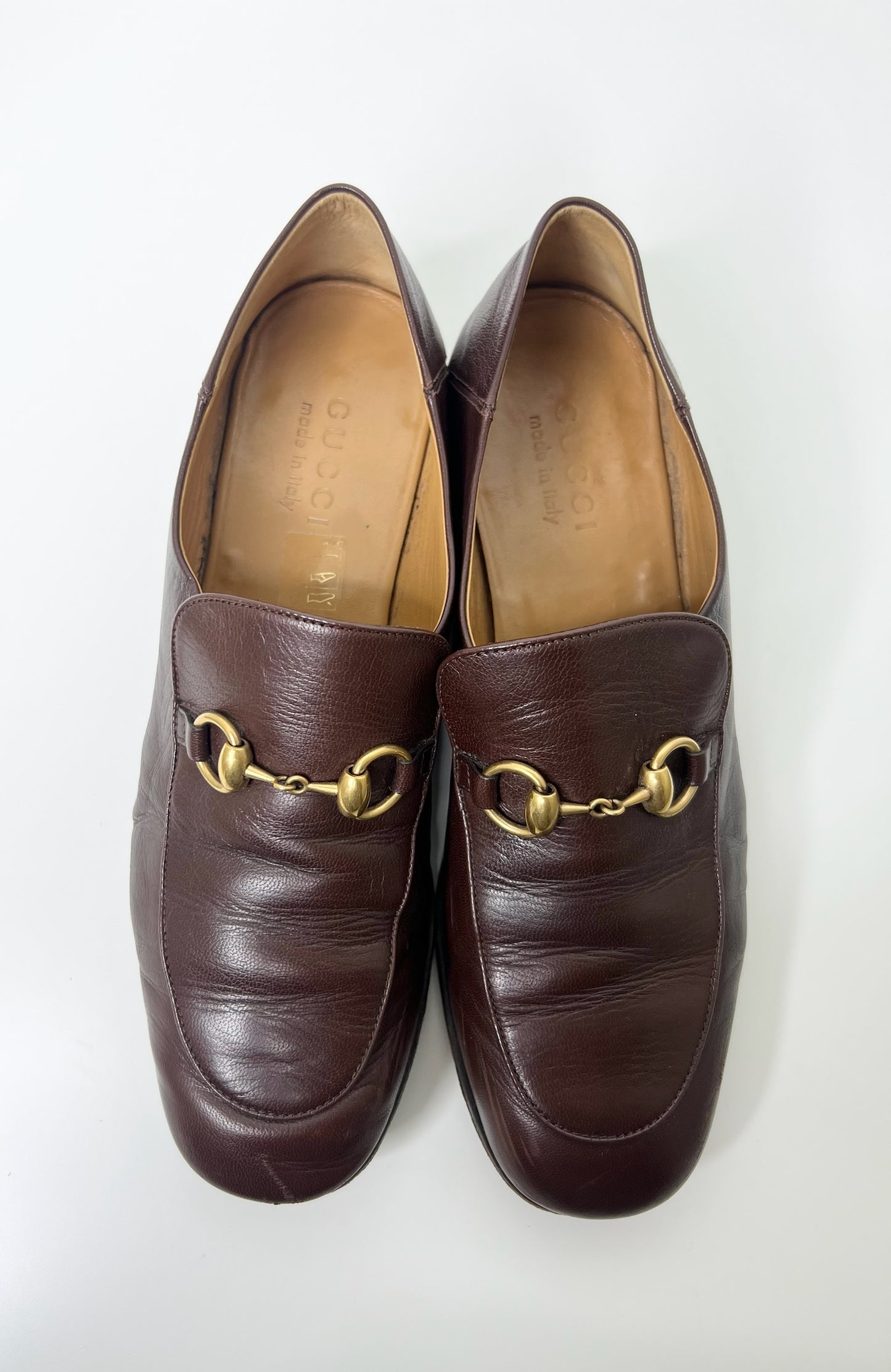 Gucci Brown Goatskin Men's Horsebit Loafers, Size 7