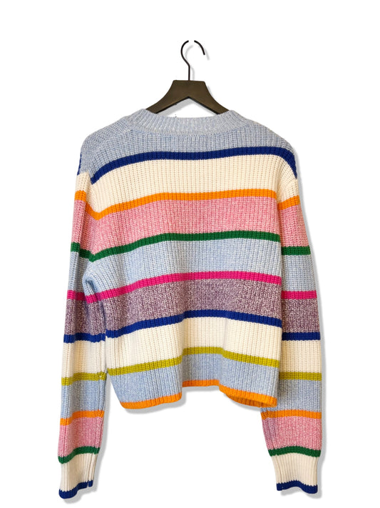 La Ligne Colorful Stripe Crewneck Sweater, Size L
