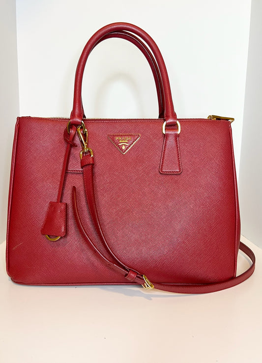 Prada Saffiano Lux Leather Galleria Double Zip Large