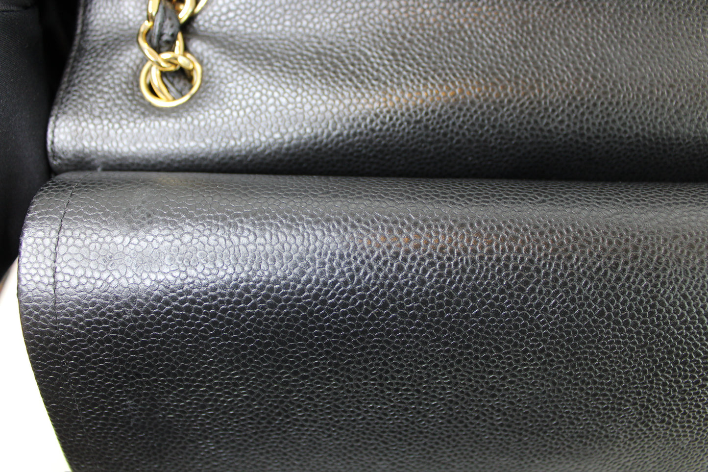 Chanel Black Caviar Quilted Jumbo Double Flap