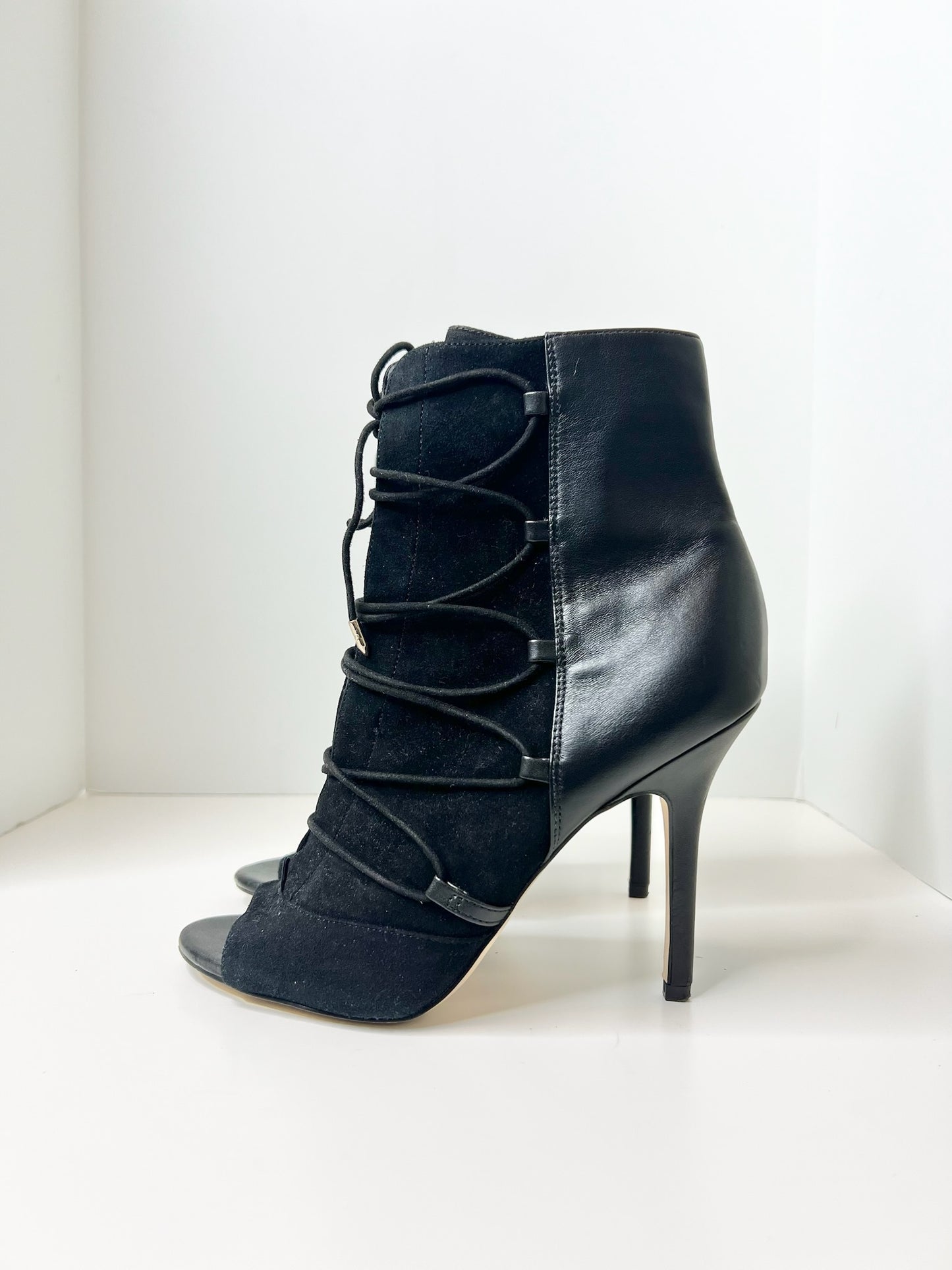 Sam Edelman Black Peep-Toe Booties, Size 8.5