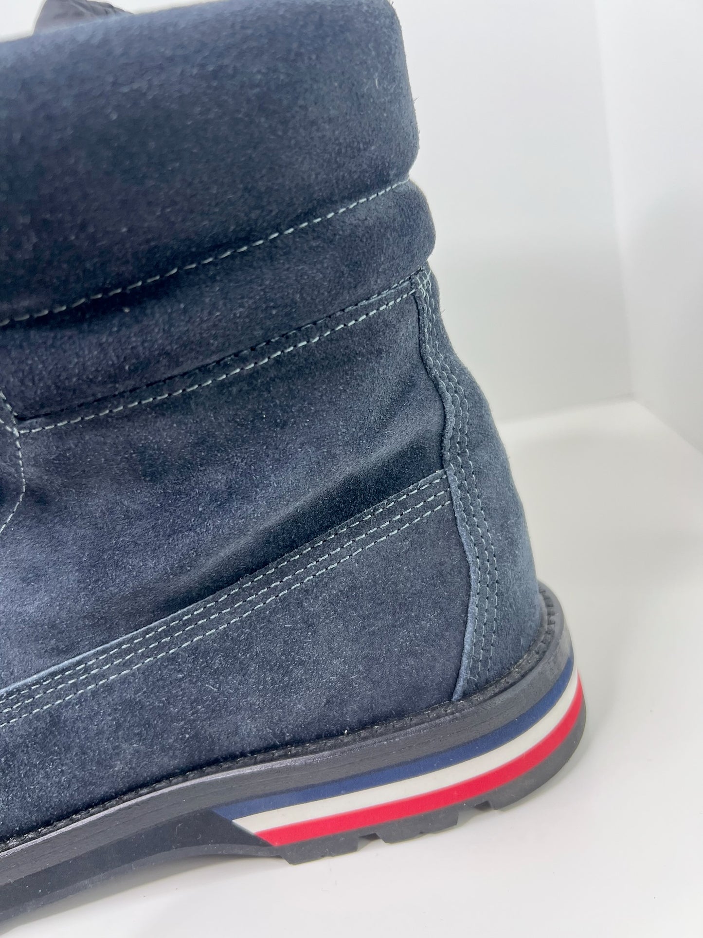 Moncler Navy Suede Combat Boots, Size 45