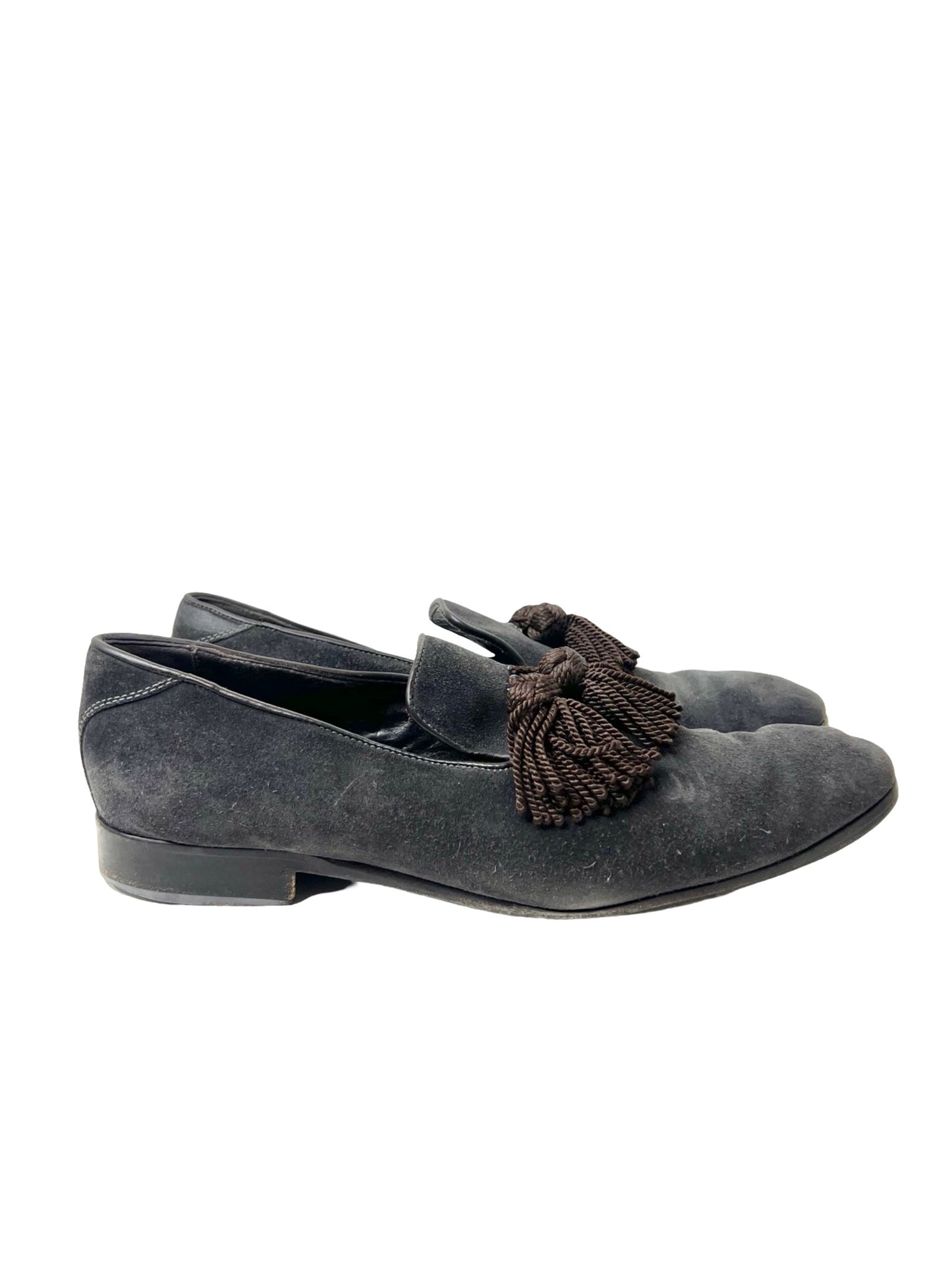 Jimmy Choo Brown Suede and Leather Foxley Tassel Loafers, Size 46