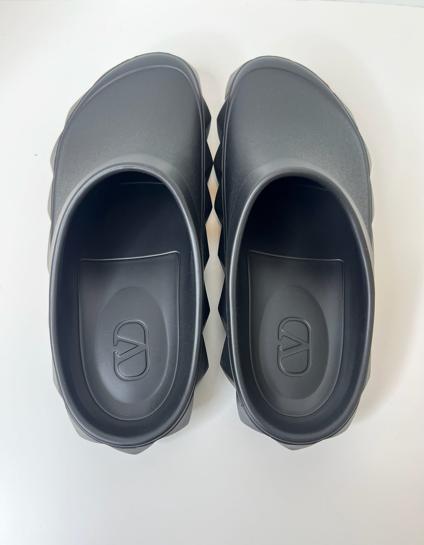 NWT! Valentino Men's Black Roman Stud Turtle Rubber Clog, Size 43