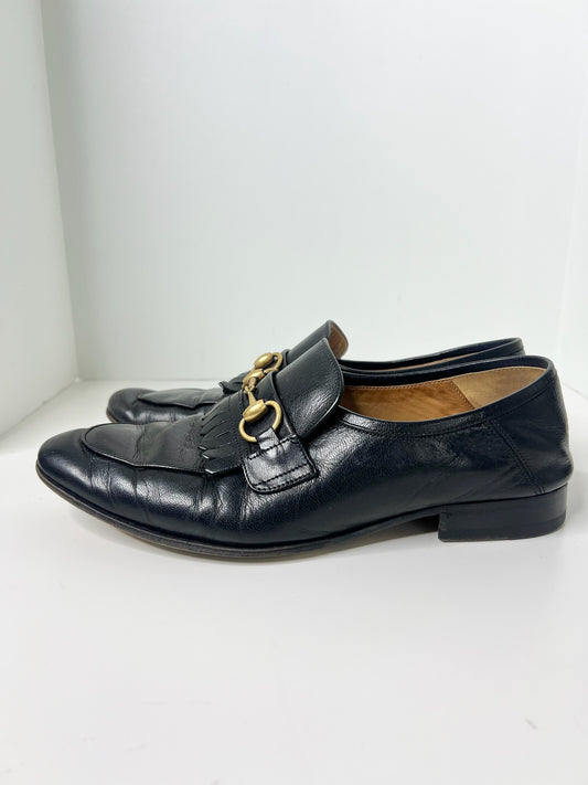 Gucci Horsebit Accent Black Dress Loafers, Size 7