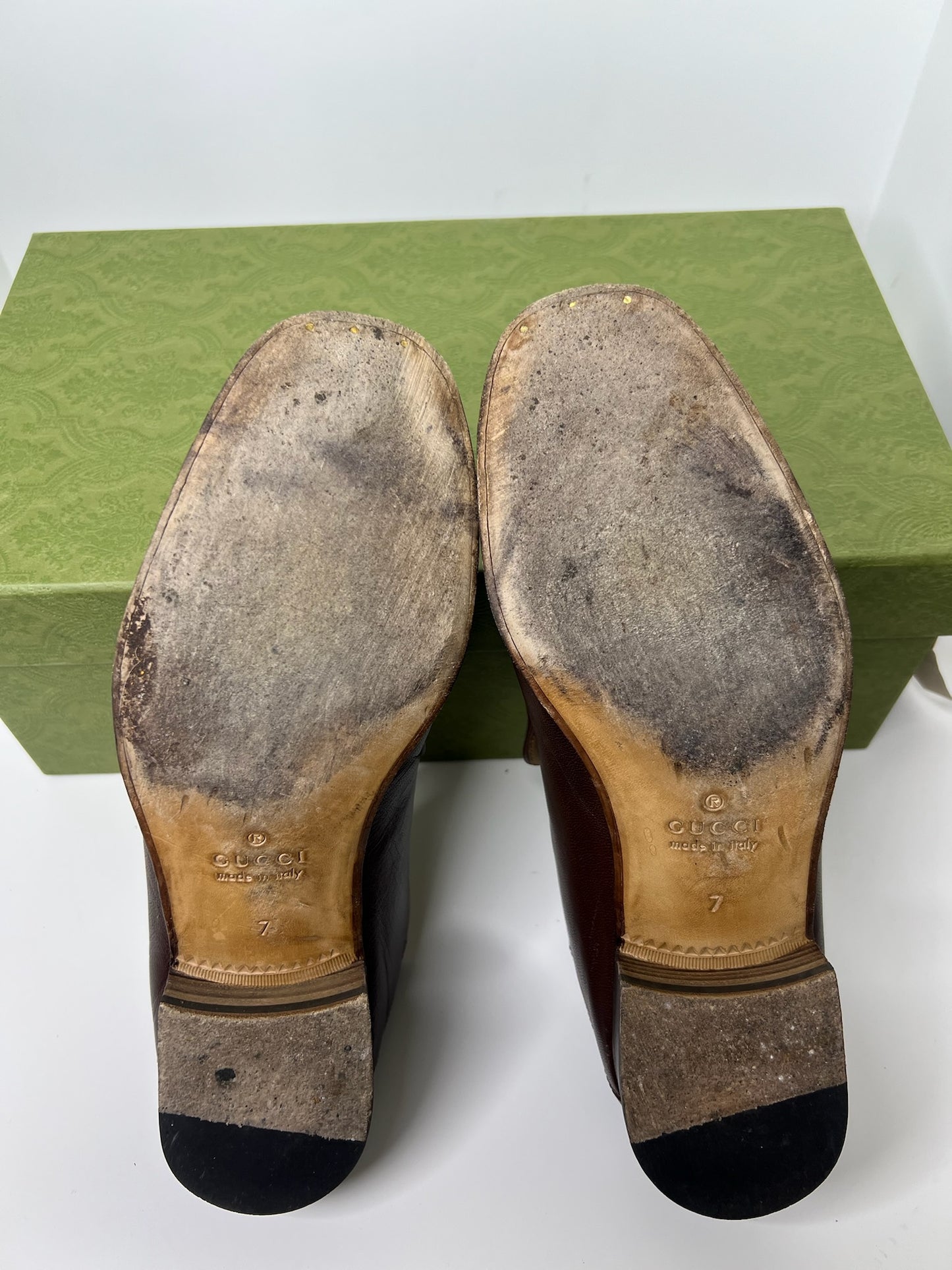 Gucci Brown Goatskin Men's Horsebit Loafers, Size 7