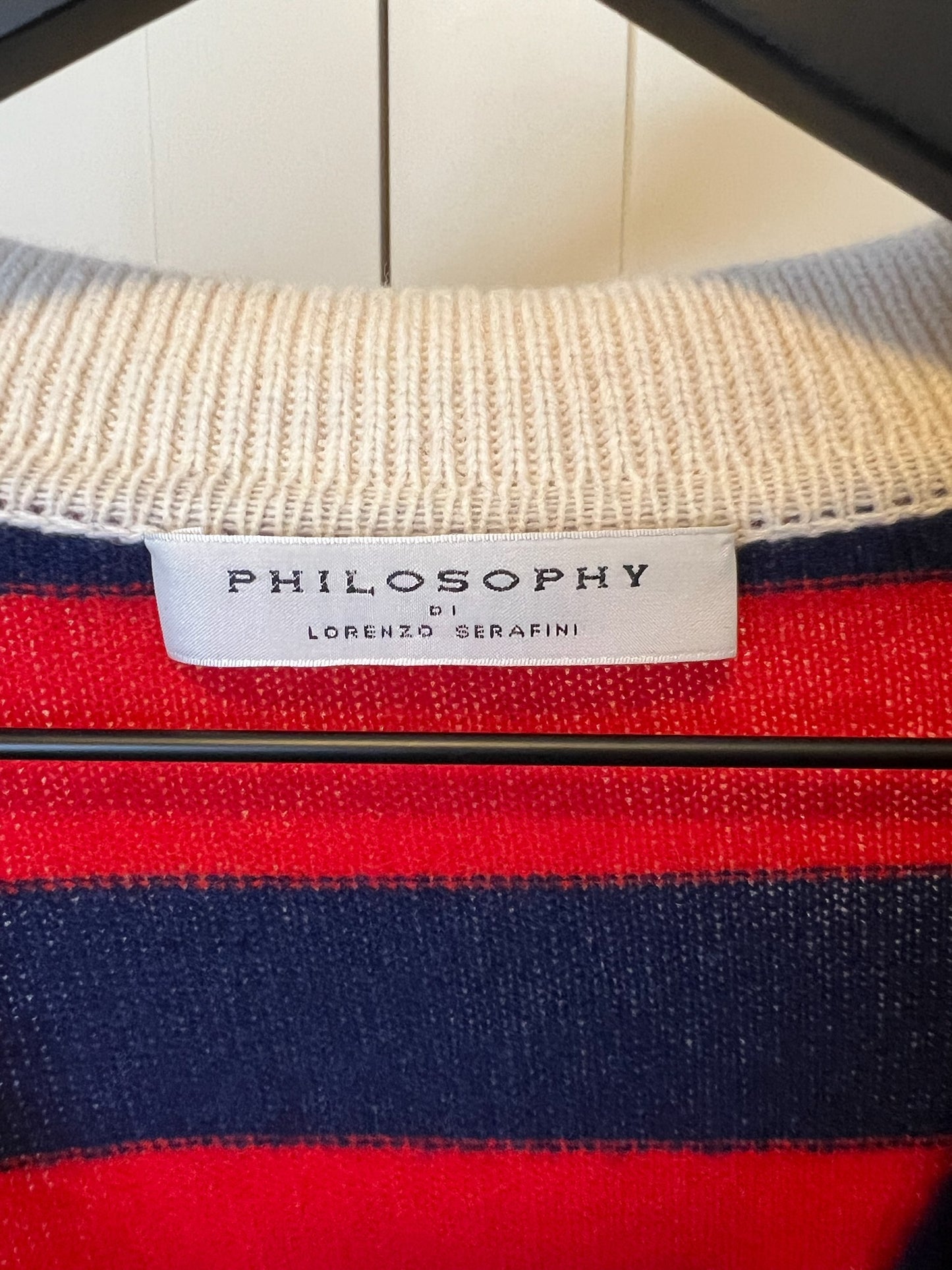 Philosophy Di Lorenzo Serafini Ruffled Striped Sweater, Size 42