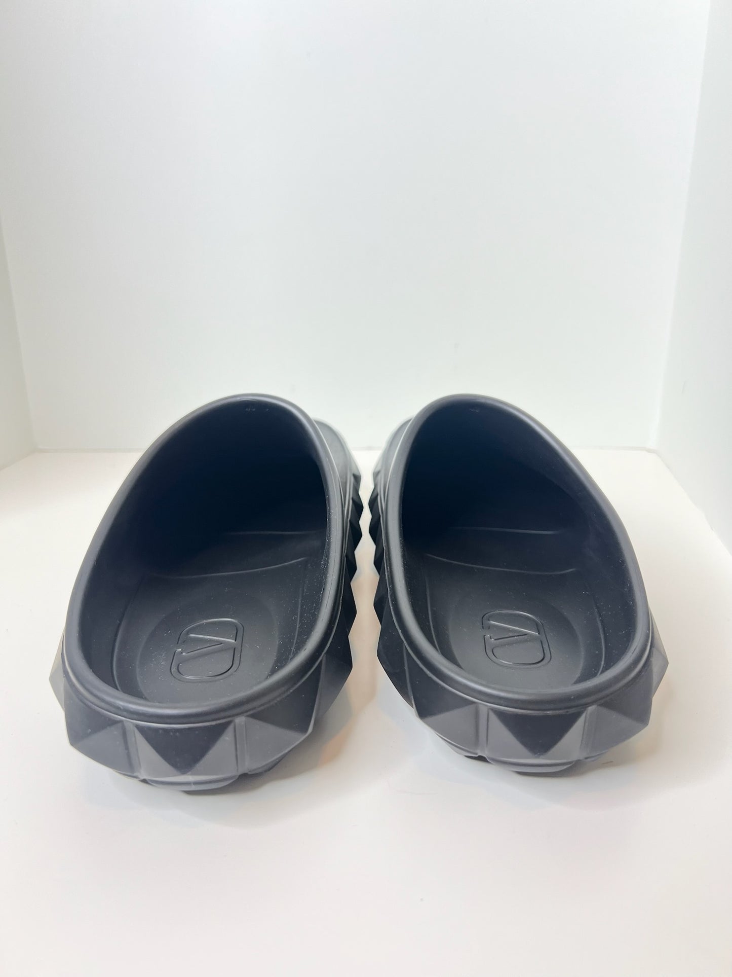 NWT! Valentino Men's Black Roman Stud Turtle Rubber Clog, Size 43