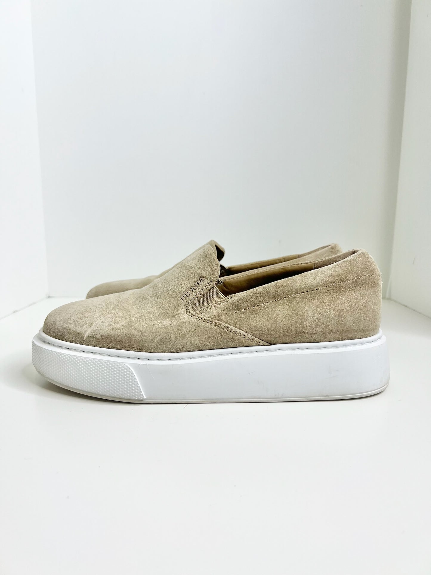 Prada Suede Slip-On Sneakers, Size 38