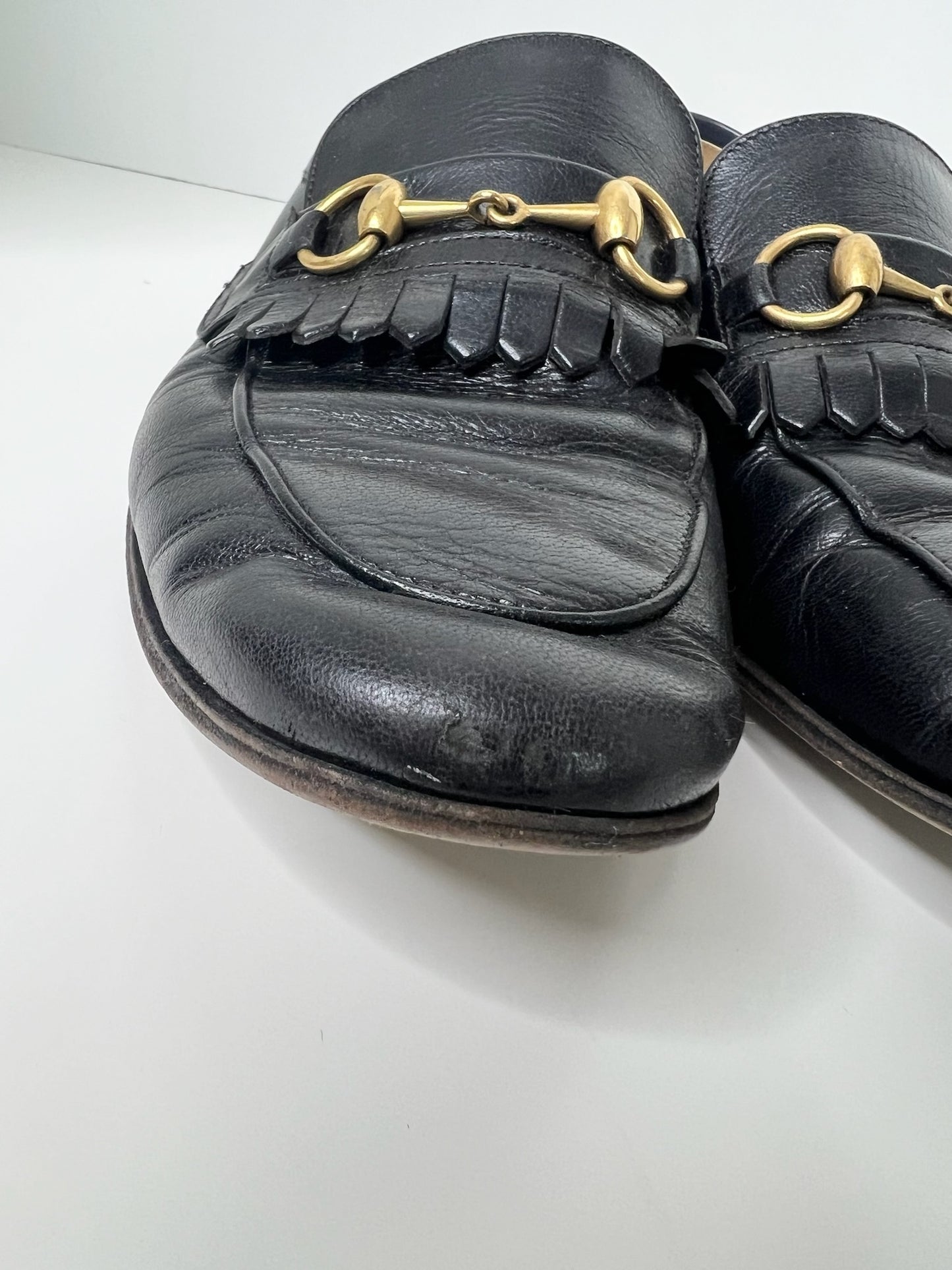 Gucci Horsebit Accent Black Dress Loafers, Size 7
