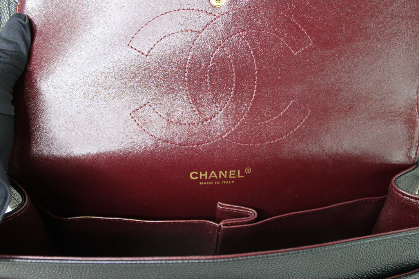 Chanel Black Caviar Quilted Jumbo Double Flap