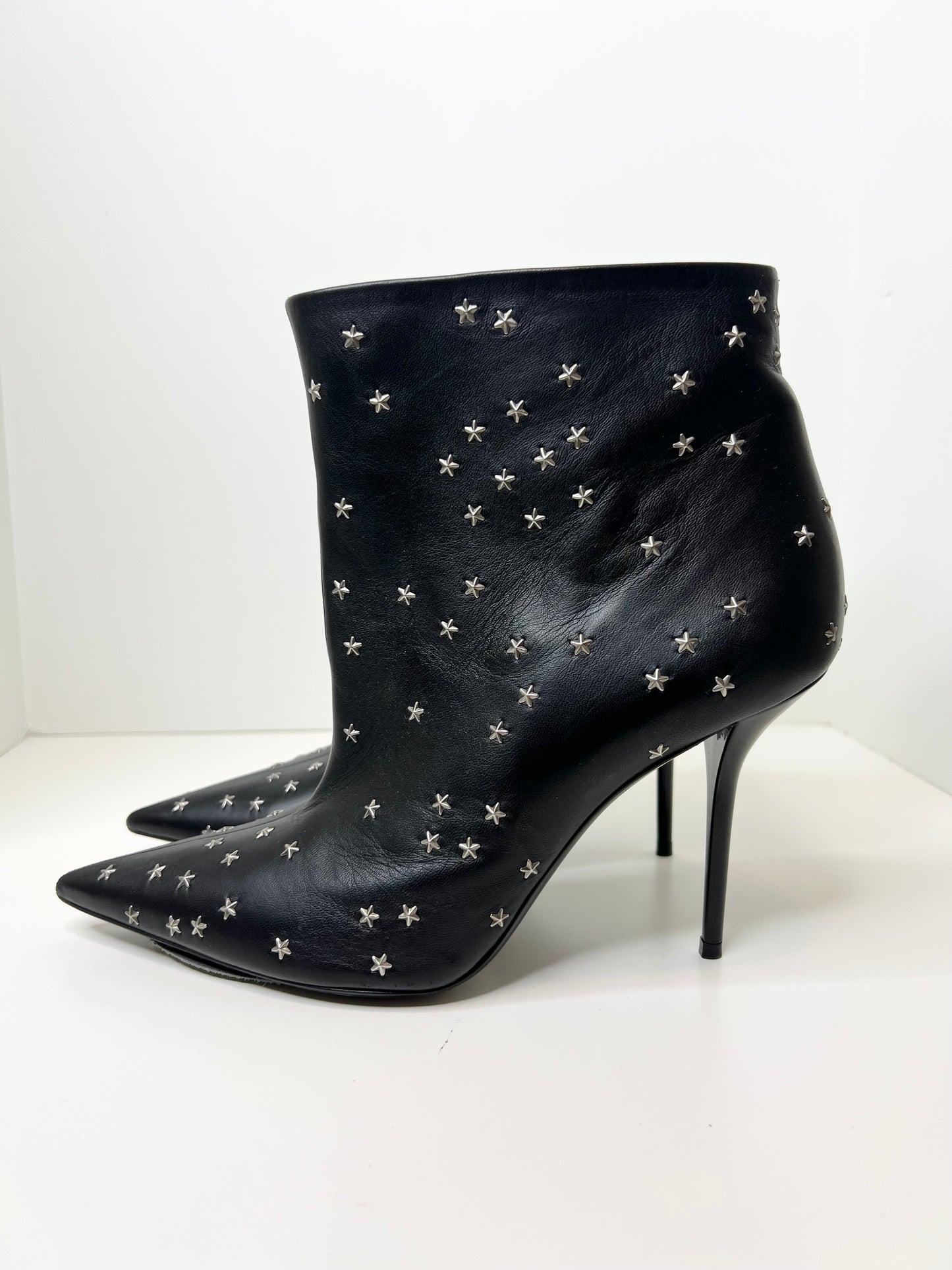 Saint Laurent Pierre Star-Embellished 95 Leather Boots, Size 40