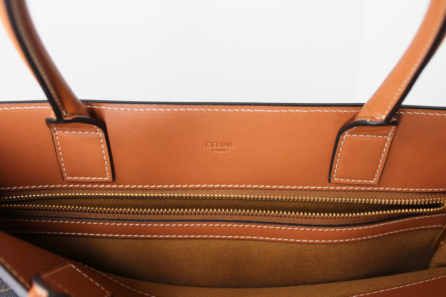 Celine Vertical Cabas Triomphe Large Tote in Tan