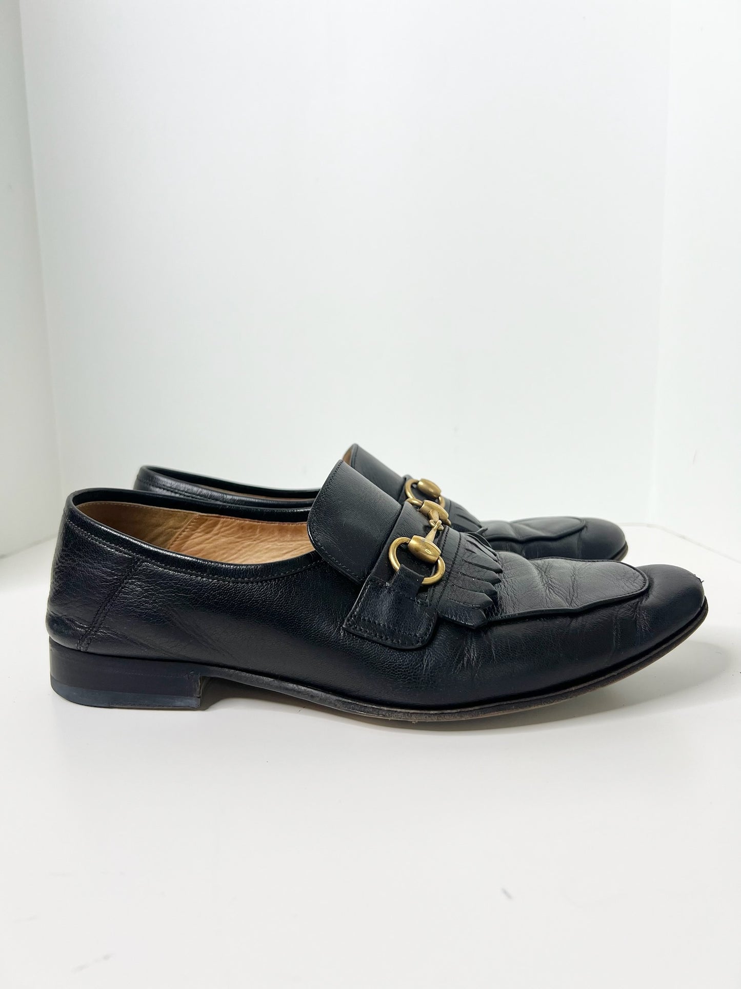 Gucci Horsebit Accent Black Dress Loafers, Size 7