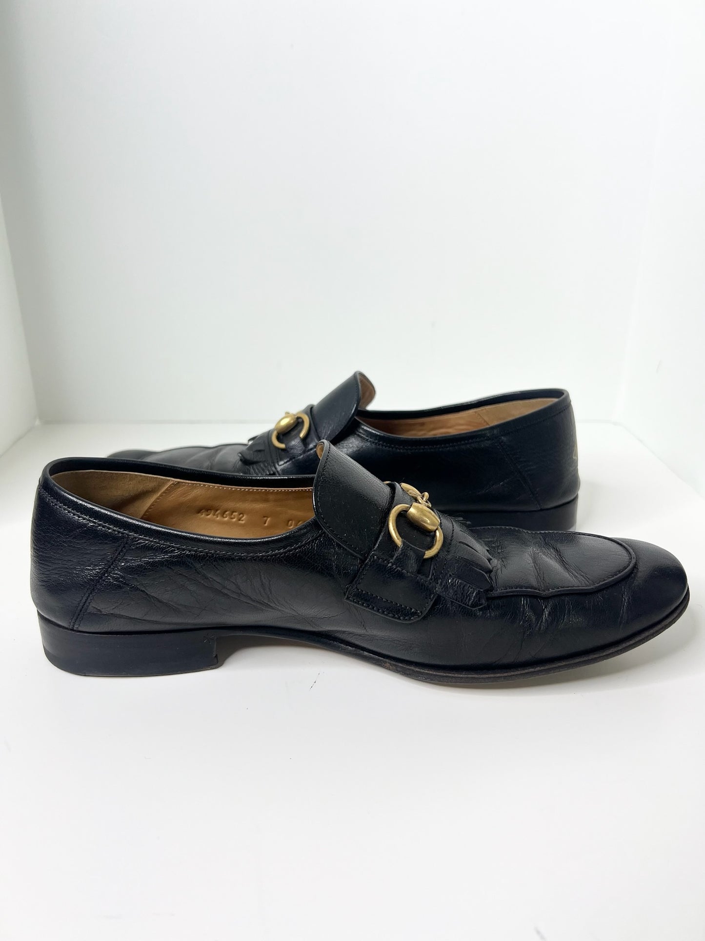 Gucci Horsebit Accent Black Dress Loafers, Size 7