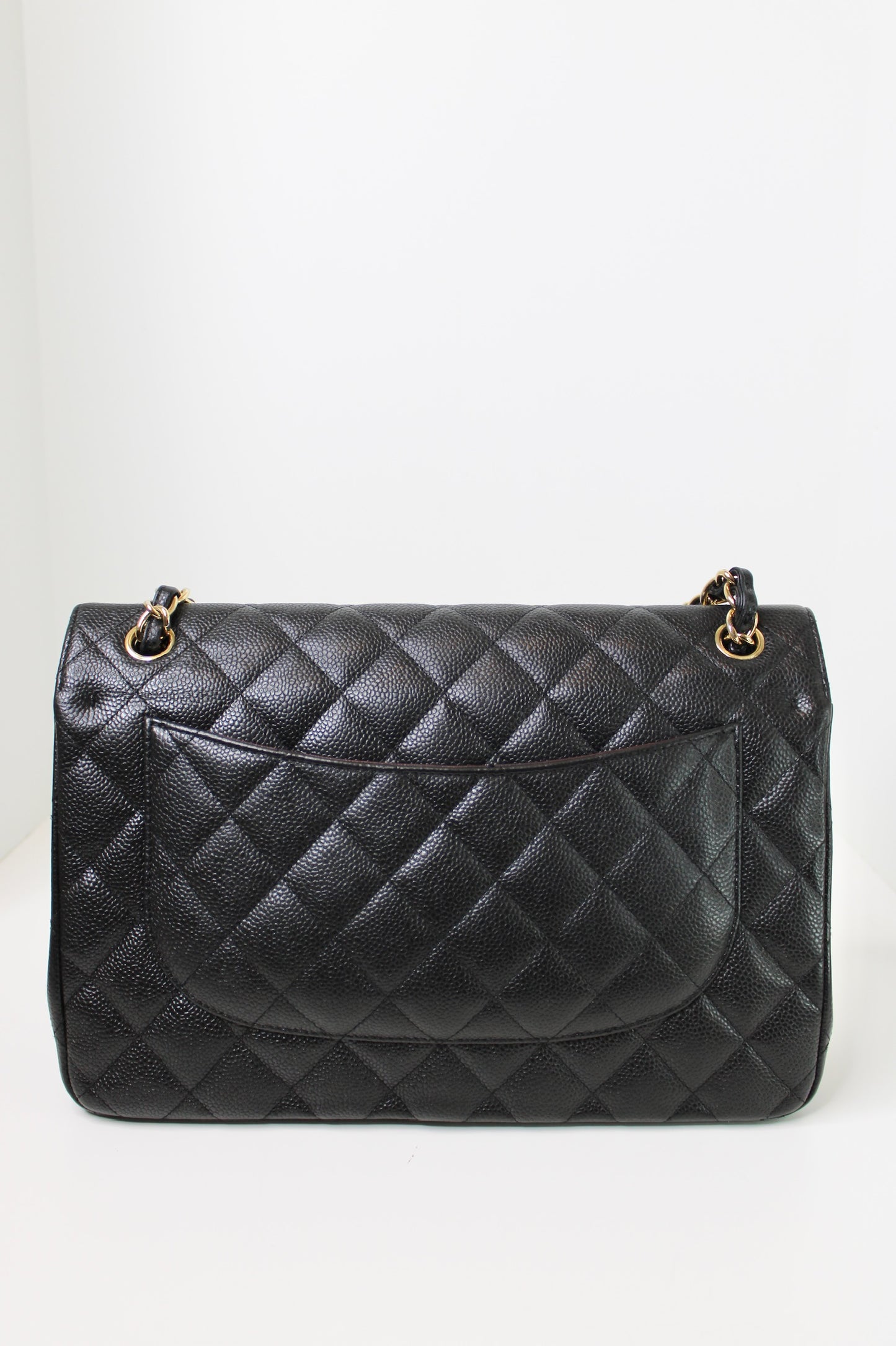 Chanel Black Caviar Quilted Jumbo Double Flap