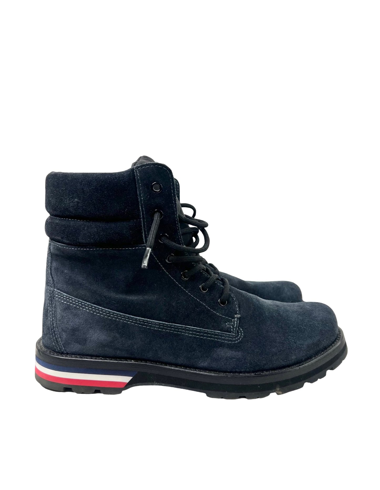 Moncler Navy Suede Combat Boots, Size 45