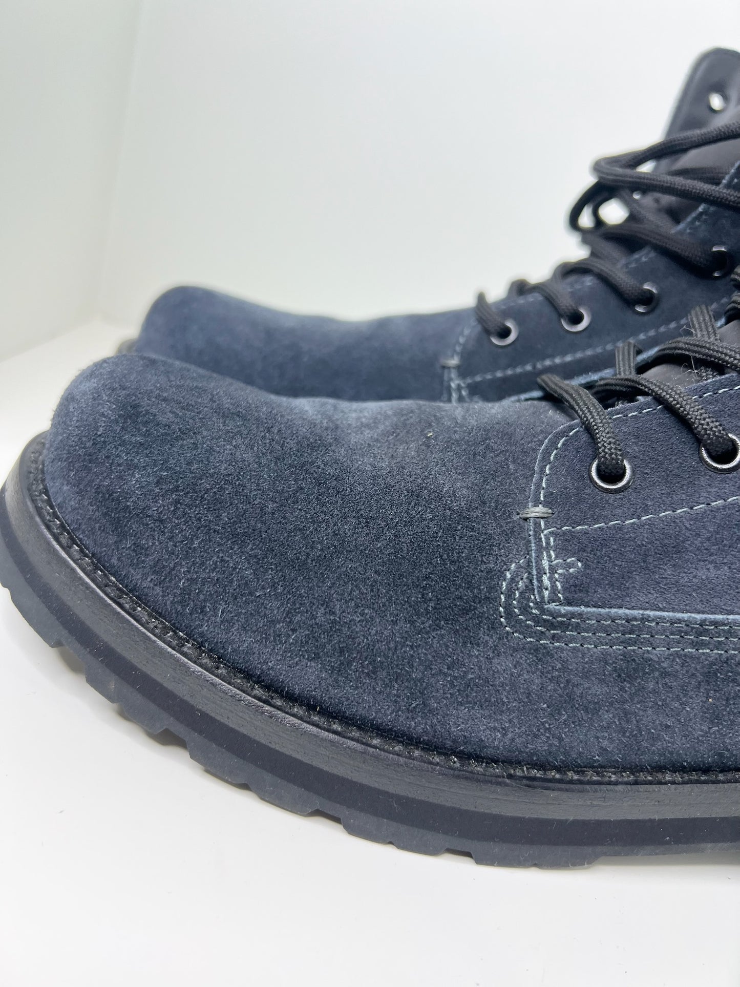Moncler Navy Suede Combat Boots, Size 45