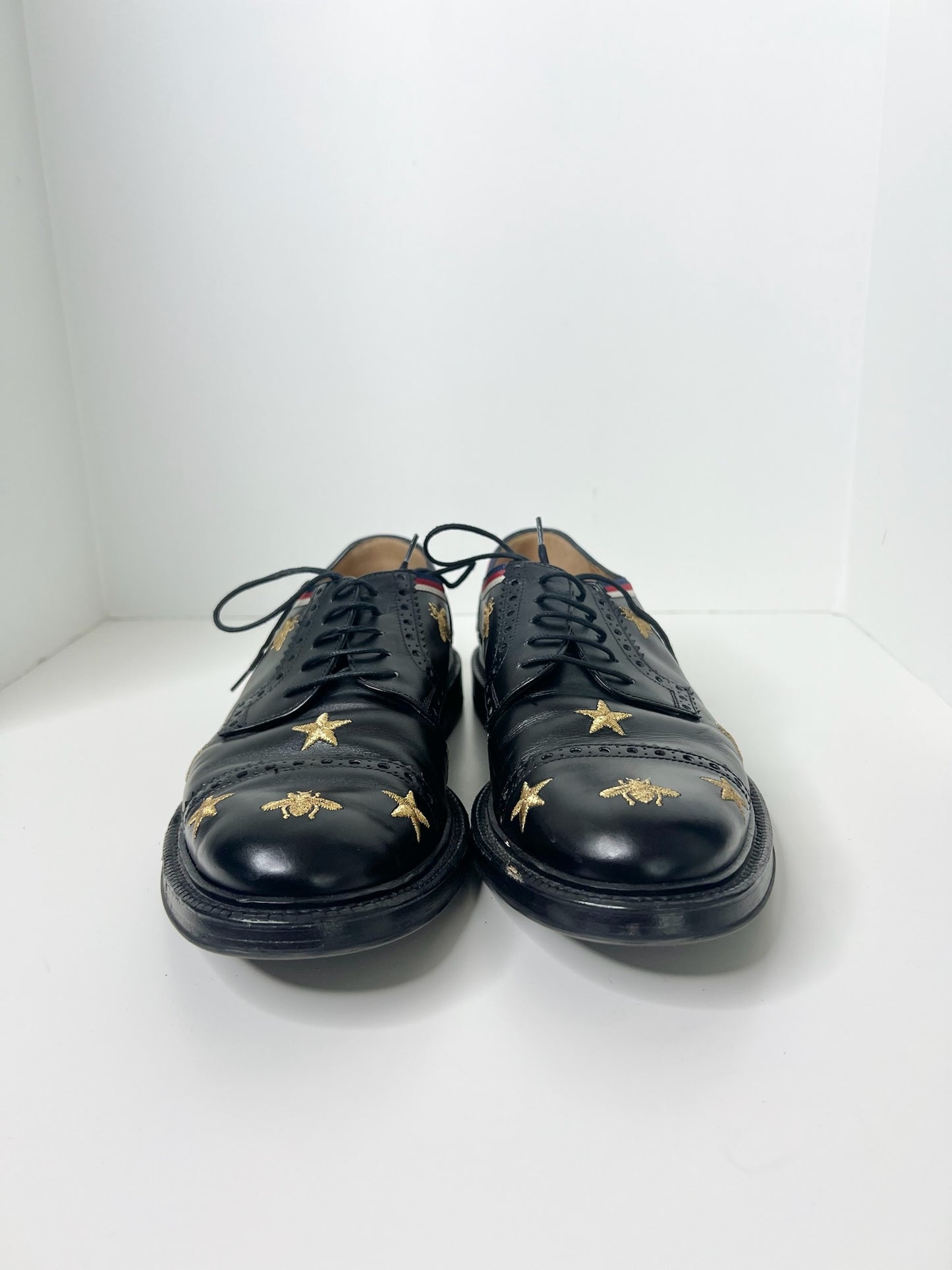 Gucci Sylvie Web Accent Men's Leather Derby Shoes, Size 7
