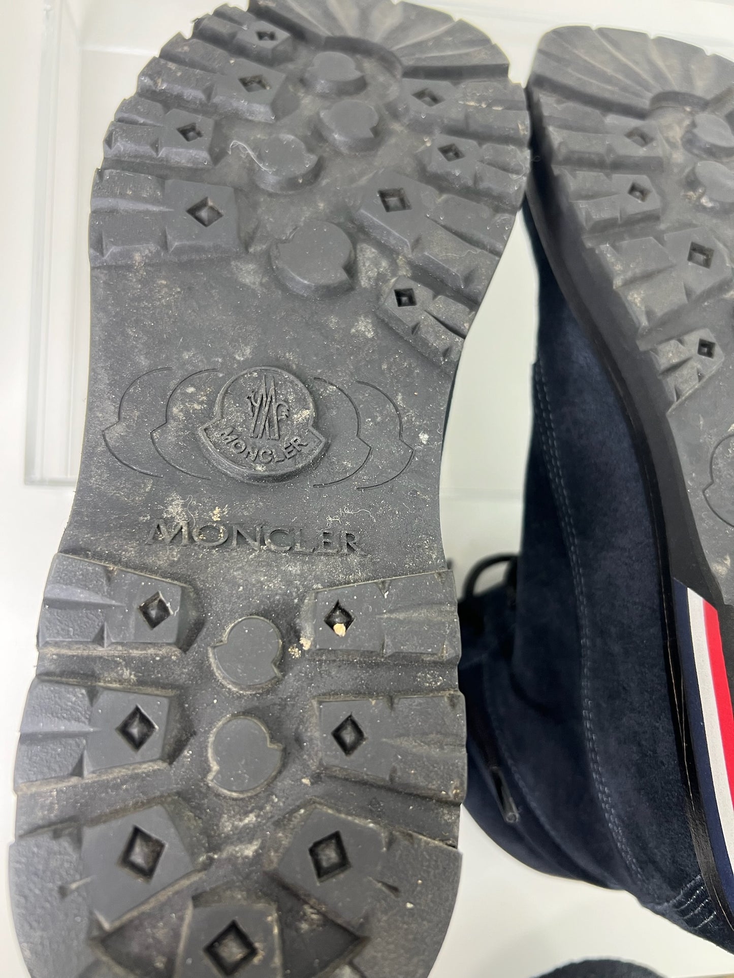 Moncler Navy Suede Combat Boots, Size 45