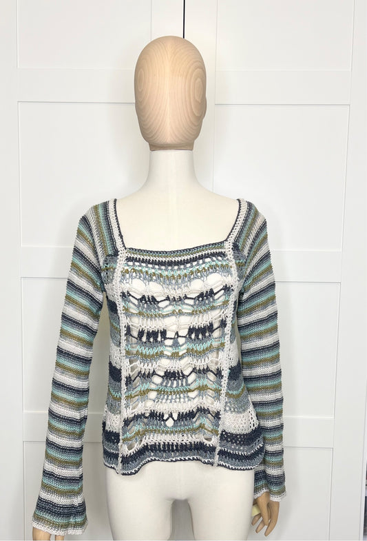 Free People Long Sleeve Crochet Sweater, Size XS