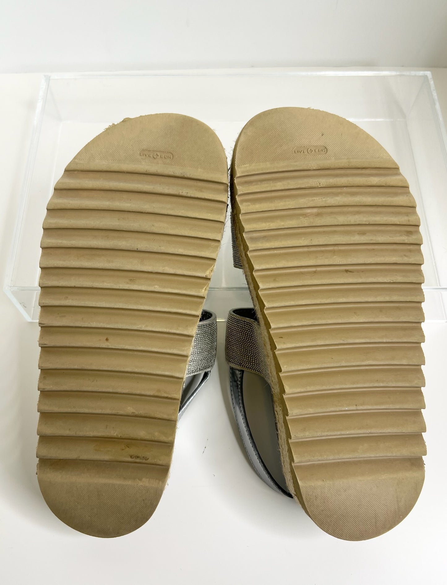 Brunello Cucinelli Two Band Embellished Sandals, Size 38