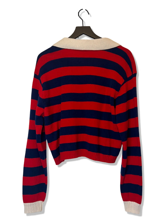 Philosophy Di Lorenzo Serafini Ruffled Striped Sweater, Size 42