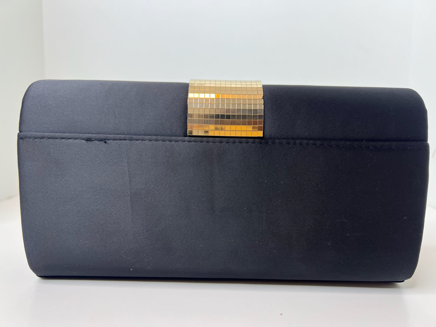 Black Satin Purse w/ Mirrored Gold Detail