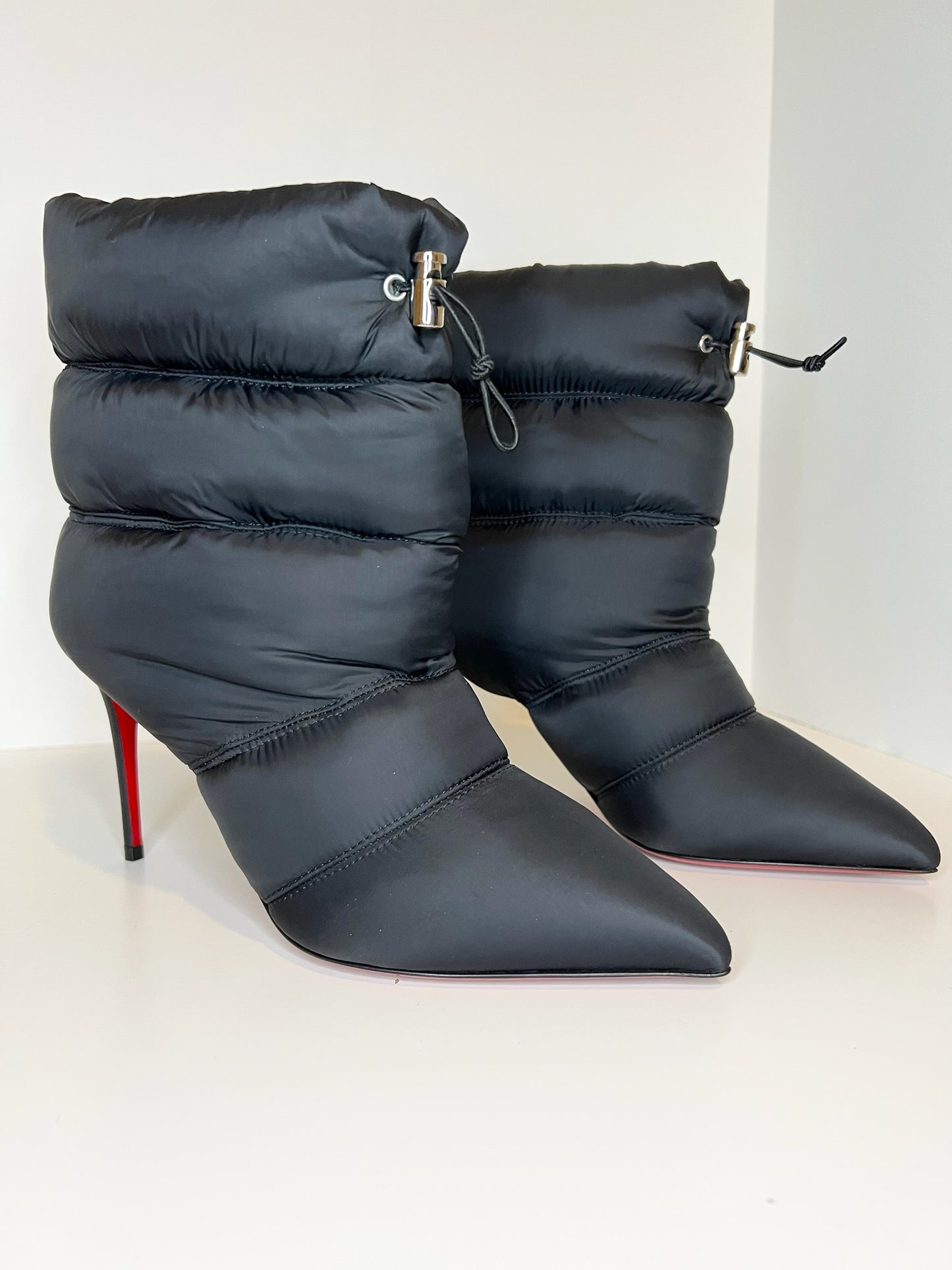 Christian Louboutin Nylon Astro Pointue Padded 85 Ankle Boot, Size 38